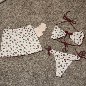 Floral Print Bikini Set with Skirt